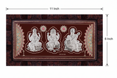 Laxmiji-Ganeshji-Saraswatiji Frame - 999 Pure silver , 6x 11 Inch