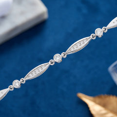 Marquise and Round Shape Diamond Link Bracelet