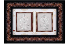 Laxmiji-Ganeshji Frame - 999 Pure silver , 7 x 10 Inch