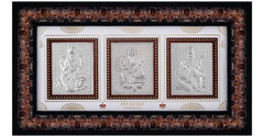 Laxmiji-Ganeshji-Saraswatiji Frame - 999 Pure silver , 7 x 14 Inch