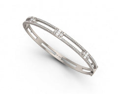 Five Cluster Baguette and Round Diamonds Bangle