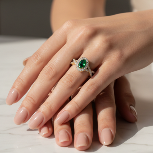 Infiniti Oval Emerald With Diamond