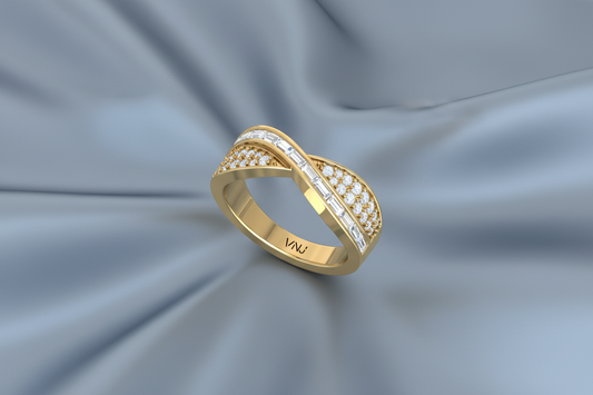 Channel-Set Baguette & Pave Diamond Infinity Band Ring