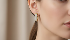 Three Row Radiance Diamond Hoops Earring