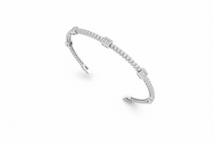 Art Deco Inspired Baguette & Round Diamond Cuff Bracelet