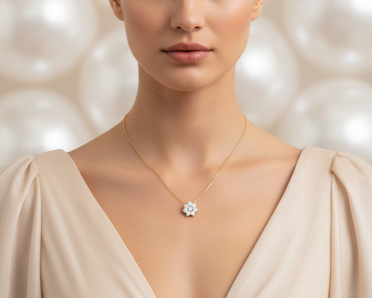 Luminous Eight-Stone Floral Cluster