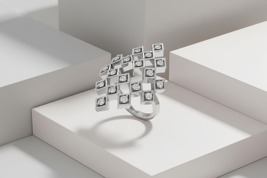 Cube Blocks Silver Ring