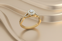 Round Diamond Double Halo Split Shank Engagement Ring