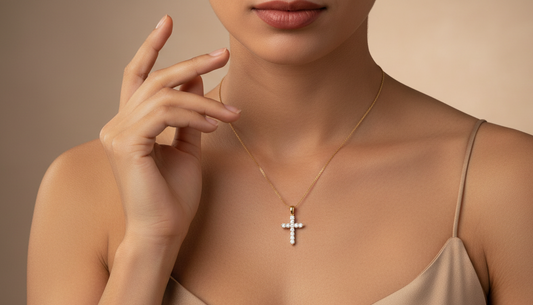 Classic Round Diamond Cross Pendant