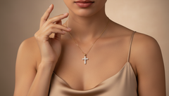 Classic Round Diamond Cross Pendant