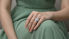 Split Shank Square Halo Diamond Engagement Ring