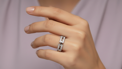 Dual Band Diamond Eternity Silver Ring