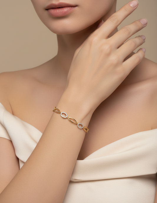 Oval and Circular Diamond Link Bracelet