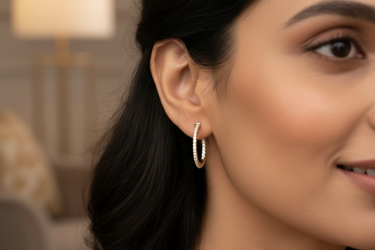 Hoop Inside-OutSide Lab Diamond Earring in Gold