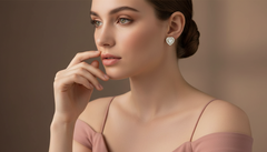 Heart Shaped Diamond Double Halo Stud Earrings