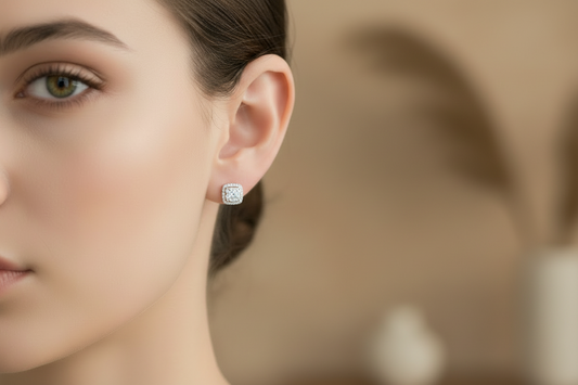 Square Diamond Illusion Stud Earrings