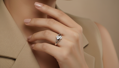 Twin Hearts Diamond Split Shank Ring