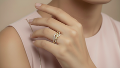 Twisted Leafy Motif Diamond Ring