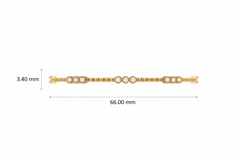 Gold Beaded Bangle with Bezel Set Diamonds