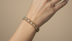 Modern Diamond-Accented Gold Bangle