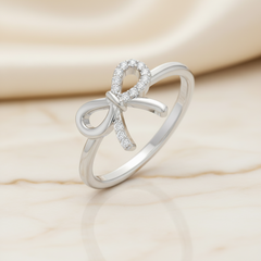 Ribbon Bow Silver Ring