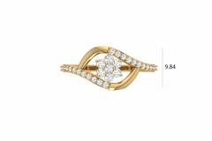 Curved Halo Diamond Floral