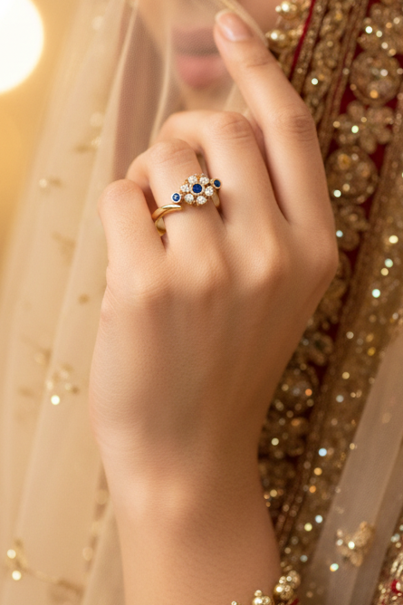 Sapphire Bezel-Accented Floral Cluster