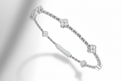 Elegant Gold Lucky Leaf Beaded Bangle with Diamond