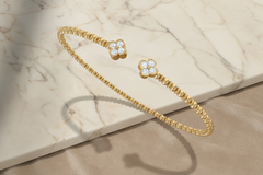 Minimalist Four-Leaf Clover Diamond Bangle