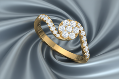 Curved Bypass Cluster Round Shape Ring