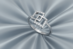 Glossy Interlinked Square Silver Band Ring