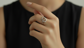 Glossy Interlinked Square Silver Band Ring