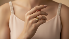 Glossy Interlinked Square Diamond Ring