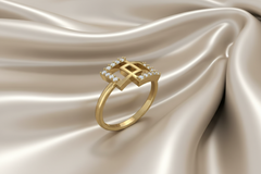 Glossy Interlinked Square Diamond Ring