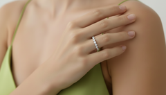 Seven-Stone U-Prong Gold Diamond Half Eternity Band Ring