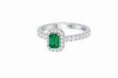 Emerald Cut Emerald With Diamonds