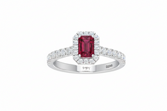 Emerald Cut Ruby With Diamonds