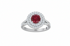 Round Cut Ruby With Double Halo