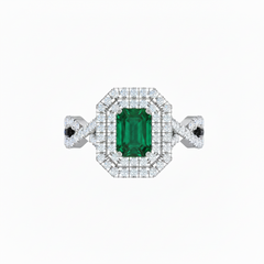 Emerald Cut Emerald One Cart With Double Halo