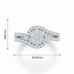 Genuine Diamond Halo Engagement Ring