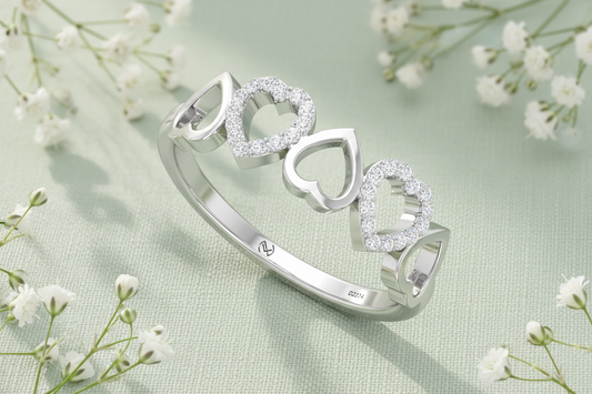Sweetheart Accent Five-Heart Silver Ring