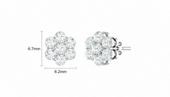 Brilliant Diamond Cluster Flower Stud Earrings