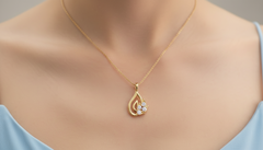 Dainty Gold Leaf Motif Diamond Pendant