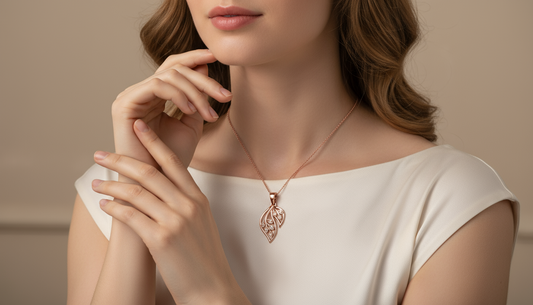 Diamond Abstract Leaf Pendant for Women