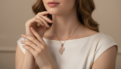 Diamond Abstract Leaf Pendant for Women