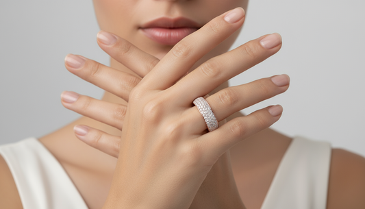 Three-Row Full Pave Diamond Wedding Ring