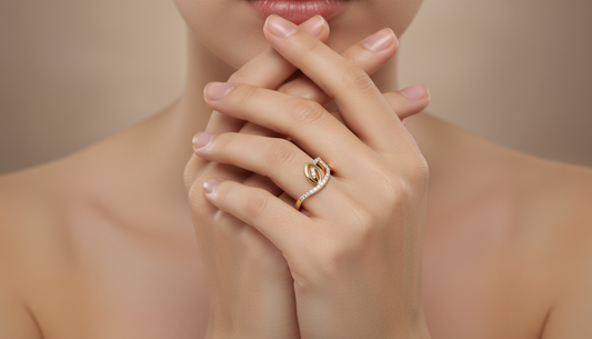 Swirling Leaf Diamond Accent Ring