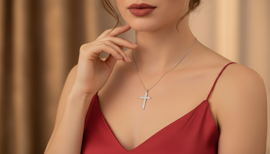 Dainty Diamond Station Cross Pendant