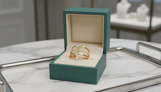 The Contemporary Split-Shank Diamond Crescent Ring