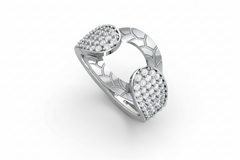 Textured Double Pear Shaped Silver Ring